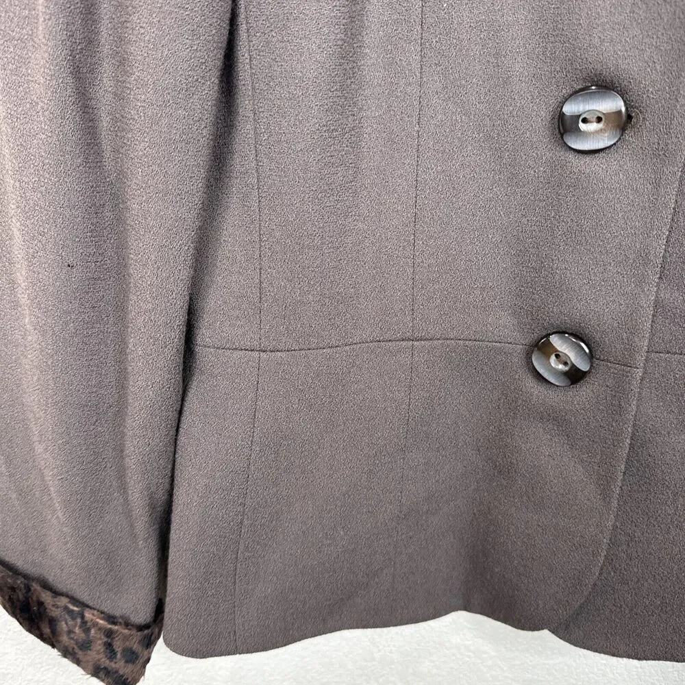 Kasper Jacket‎ 8 Olive Fur Animal Collar Vintage Mob Wife 90s 80s Glam